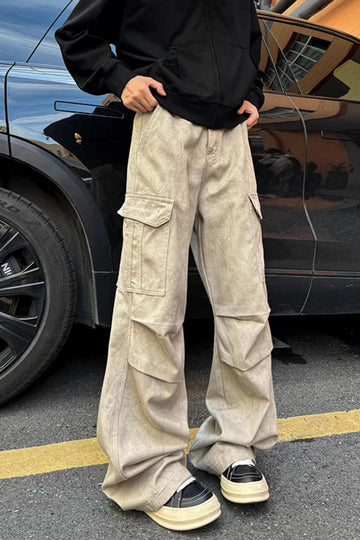 AIDASE  -  Retro Chinese Sle Tie Dye Marble Pattern Workwear Jeans Casual Straight Leg Slim Fit Straight Leg Summer Autumn Men's Pants aidase-shop